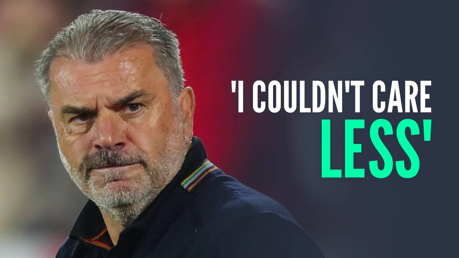 Nottingham Forest manager Ange Postecoglou alongside the caption 'I couldn't care less' amid doubts over his future