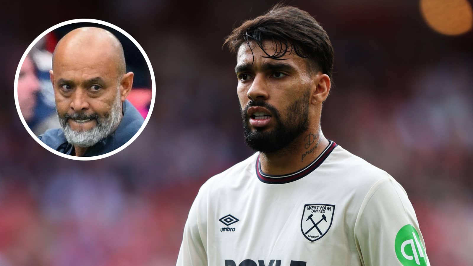 West Ham star Lucas Paqueta alongside manager Nuno Espirito Santo