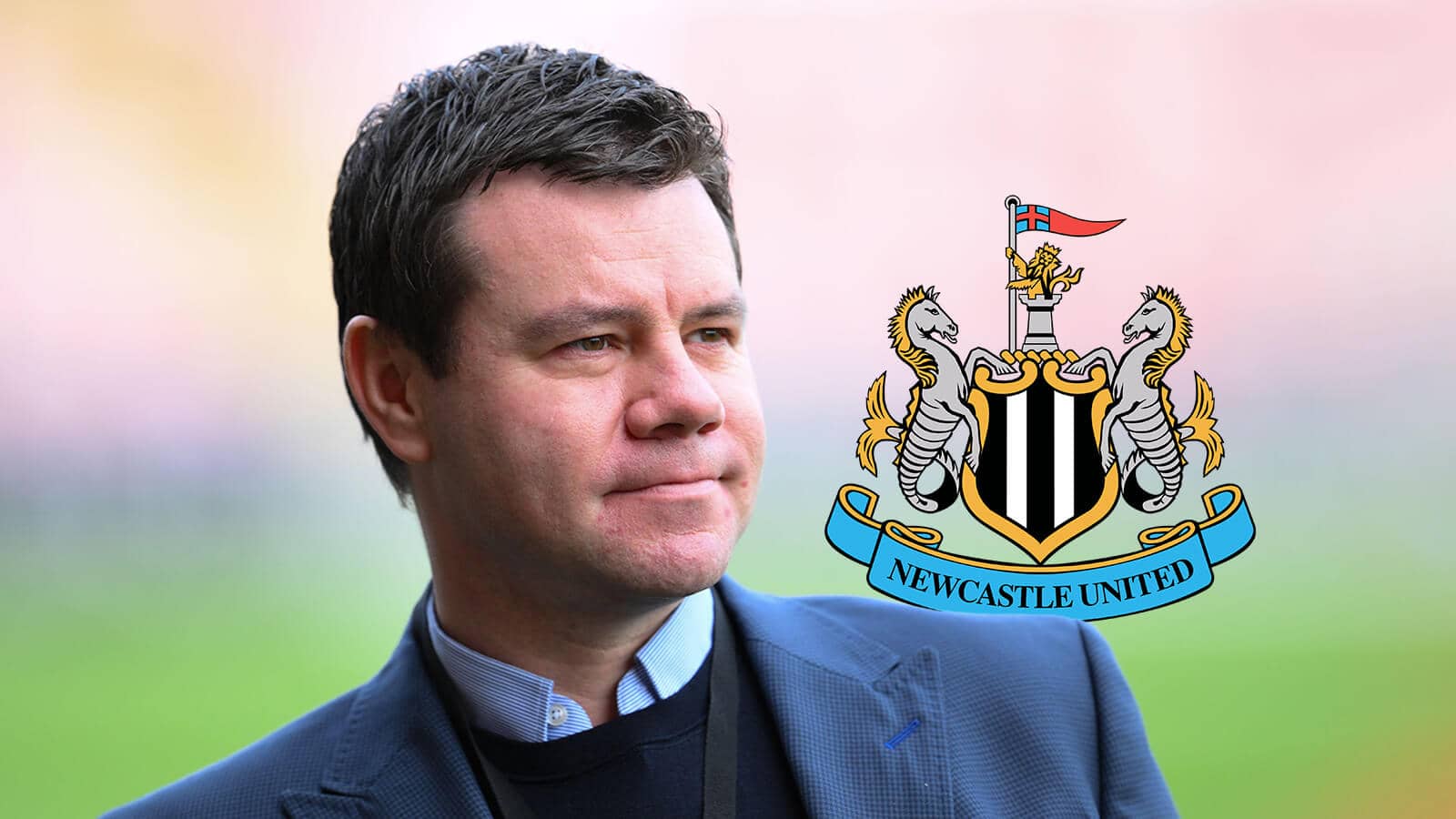 Newcastle United's new sporting director Ross Wilson next to the club's crest