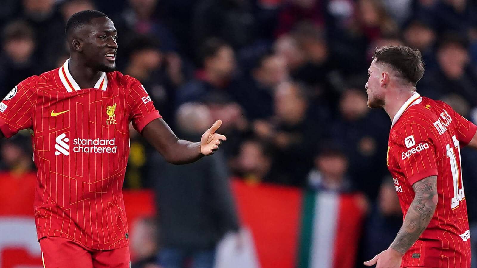 Liverpool duo Ibrahima Konate and Alexis Mac Allister - copyright TEAMtalk