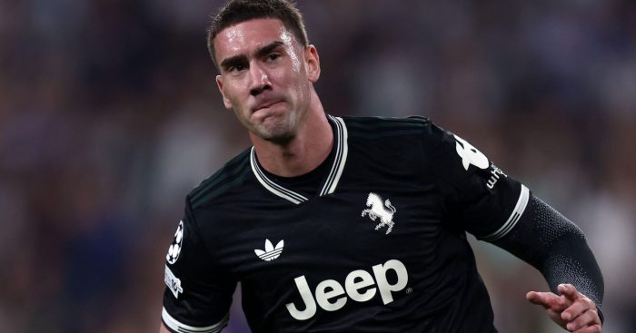 Dusan Vlahovic playing for Juventus