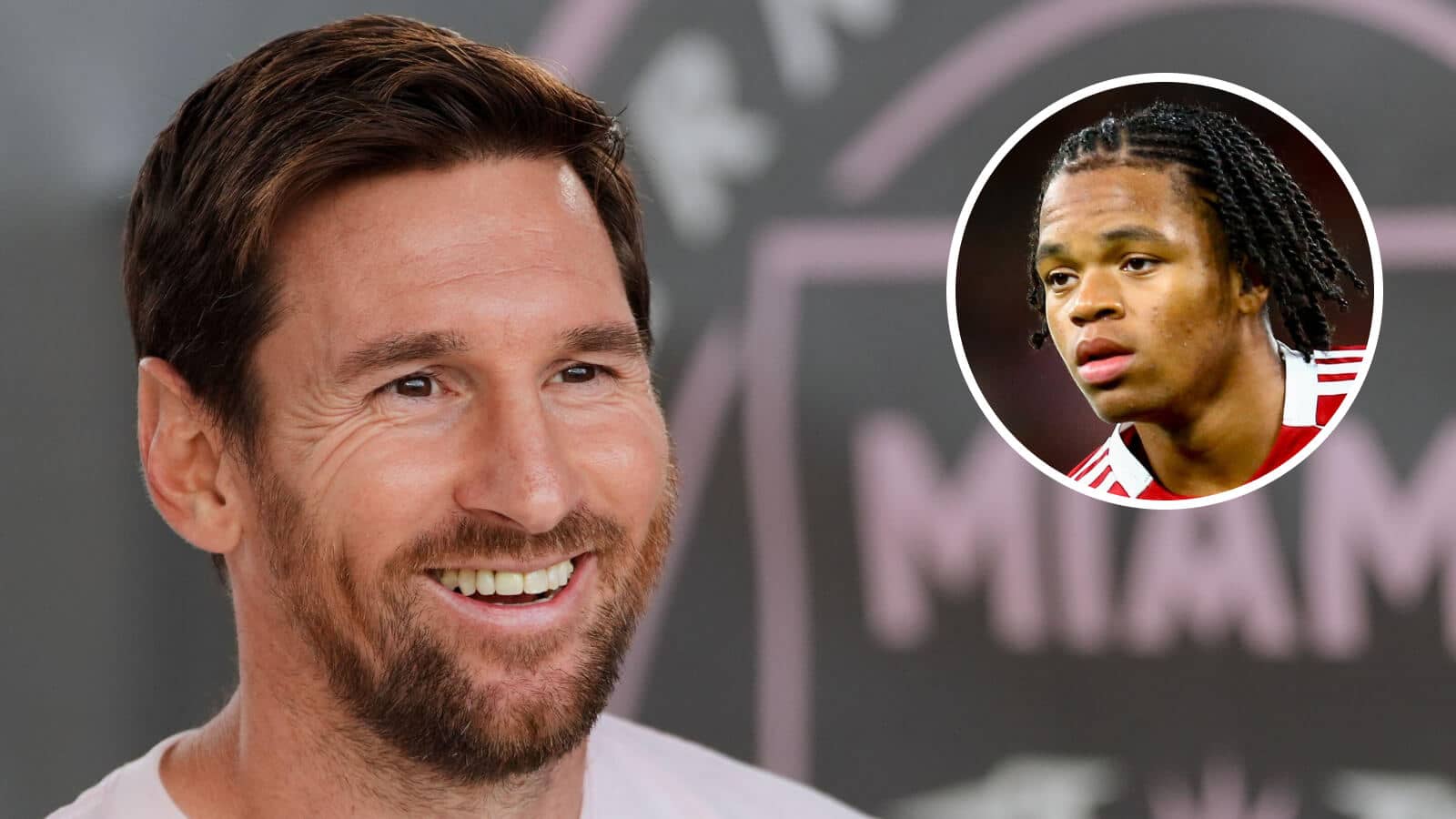 Lionel Messi and Liverpool talent Rio Ngumoha - copyright TEAMtalk