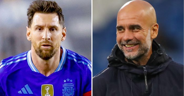Lionel Messi and Man City boss Pep Guardiola