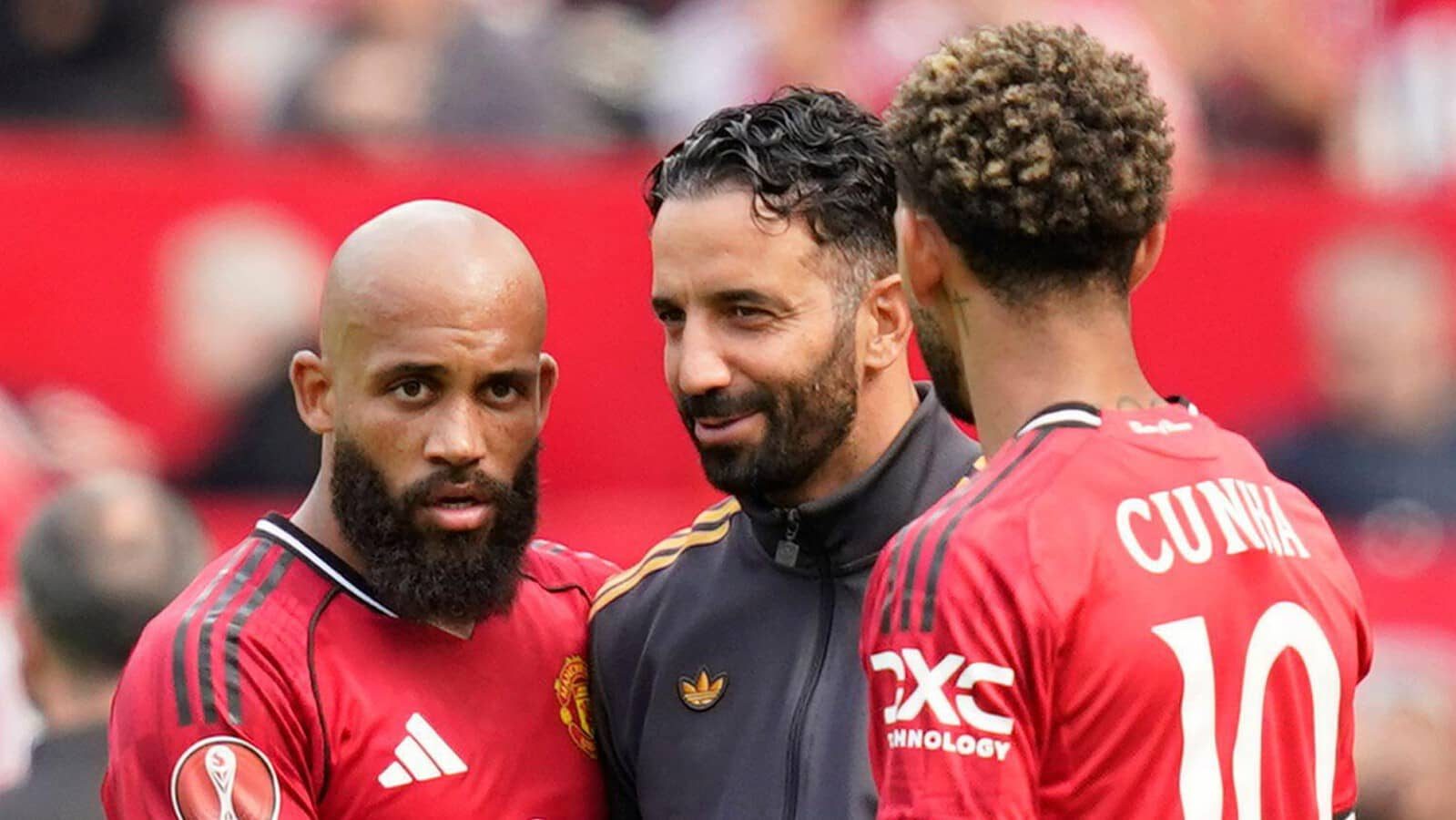 Man Utd stars Bryan Mbeumo and Matheus Cunha, manager Ruben Amorim