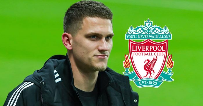 Newcastle defender Sven Botman next to the Liverpool club crest amid reports he is wanted by the Premier League champions in 2026