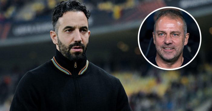 Man Utd head coach Ruben Amorim and Barcelona boss Hansi Flick