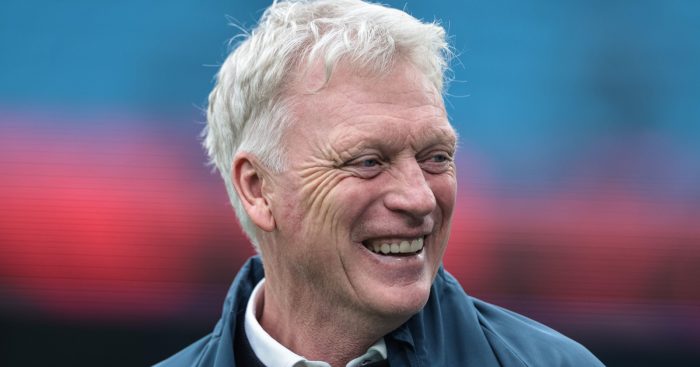 A photograph of Everton manager David Moyes smiling