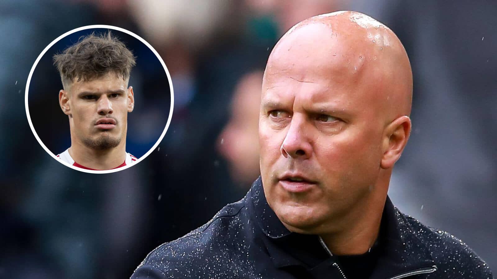 Liverpool manager Arne Slot and, inset, struggling summer signing, Milos Kerkez