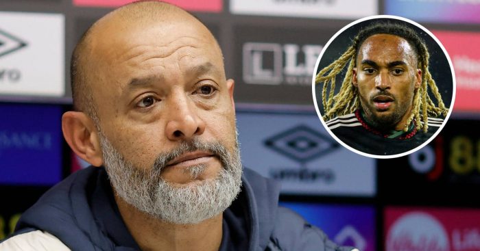 West Ham manager Nuno Espirito Santo alongside Bayern Munich star Sacha Boey