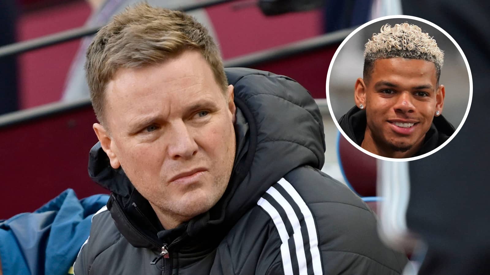 Newcastle manager Eddie Howe and striker William Osula