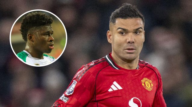 Manchester United midfielder Casemiro could leave next summer and be replaced by Carlos Baleba, inset