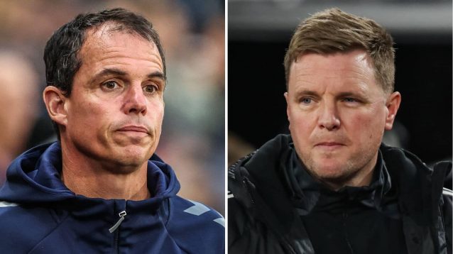 Sunderland manager Regis Le Bris and Newcastle boss Eddie Howe