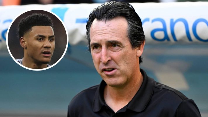 Aston Villa manager Unai Emery and Ollie Watkins