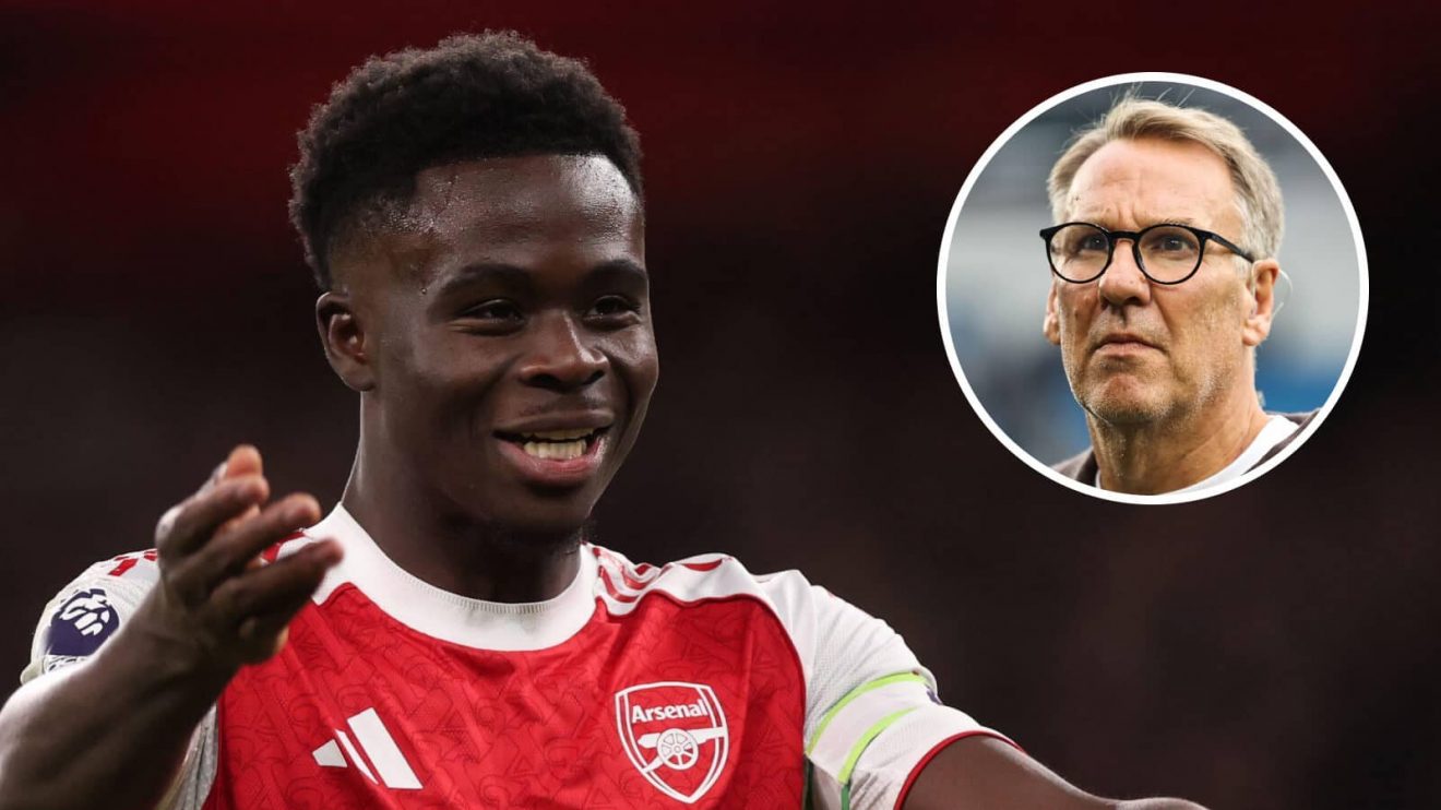 Arsenal star Bukayo Saka and, inset, pundit Paul Merson