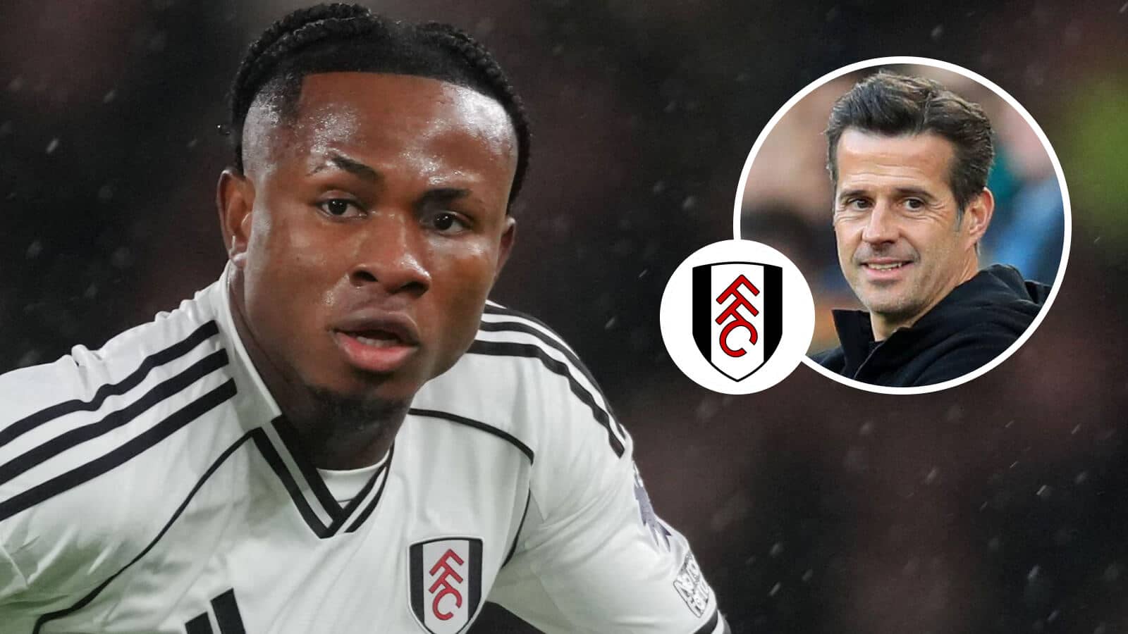 Samuel Chukwueze, Fulham badge and Marco SIlva - copyright TEAMtalk