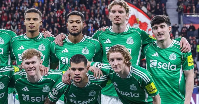 An assortment of Newcastle stars lining up before a match