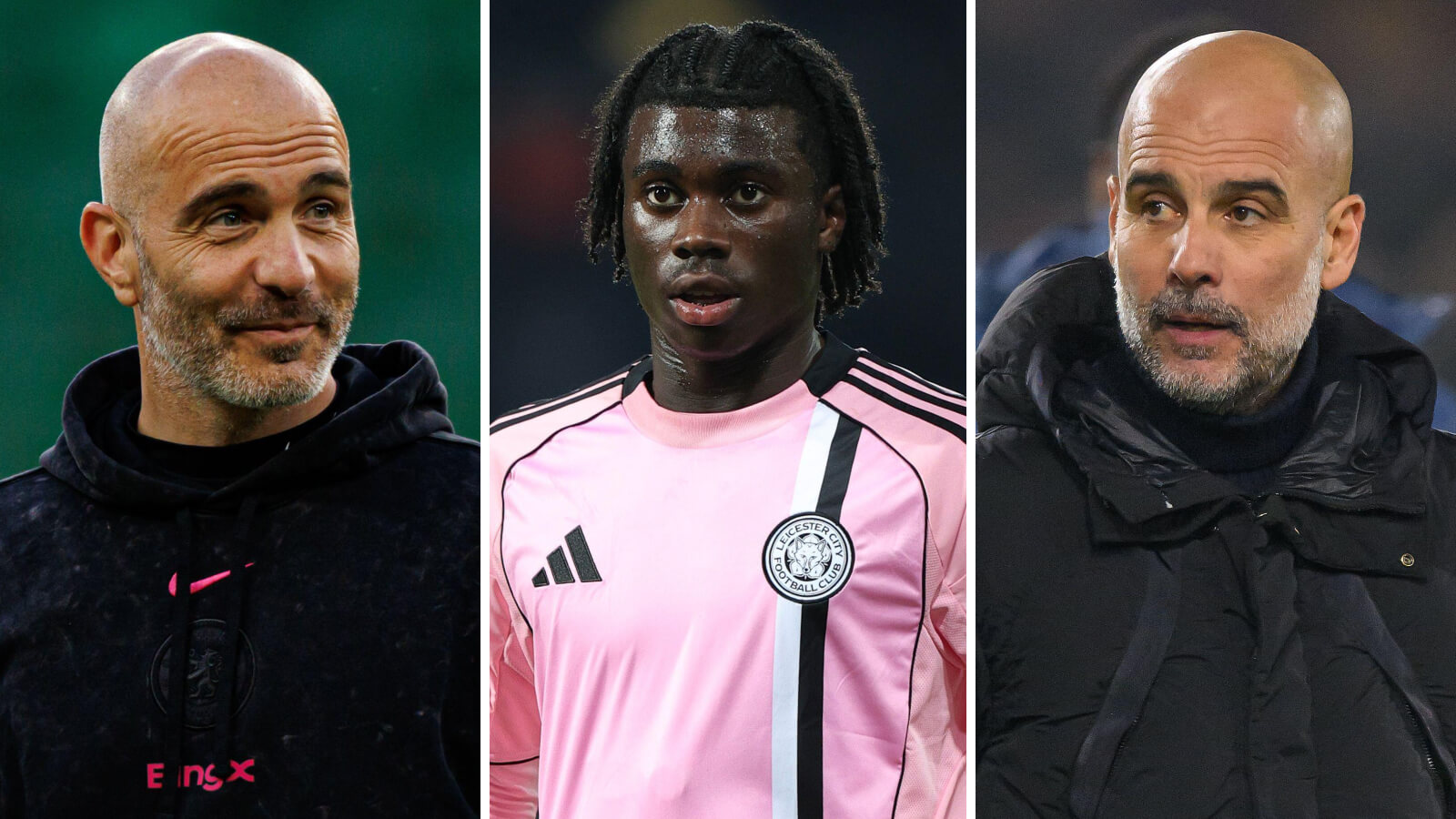Chelsea manager Enzo Maresca, Leicester star Jeremy Monga, and Chelsea boss Enzo Maresca