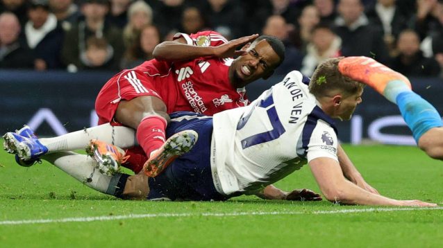 Liverpool striker Alexander Isak suffers a fractured leg at Tottenham under a challenge from Micky van de Ven