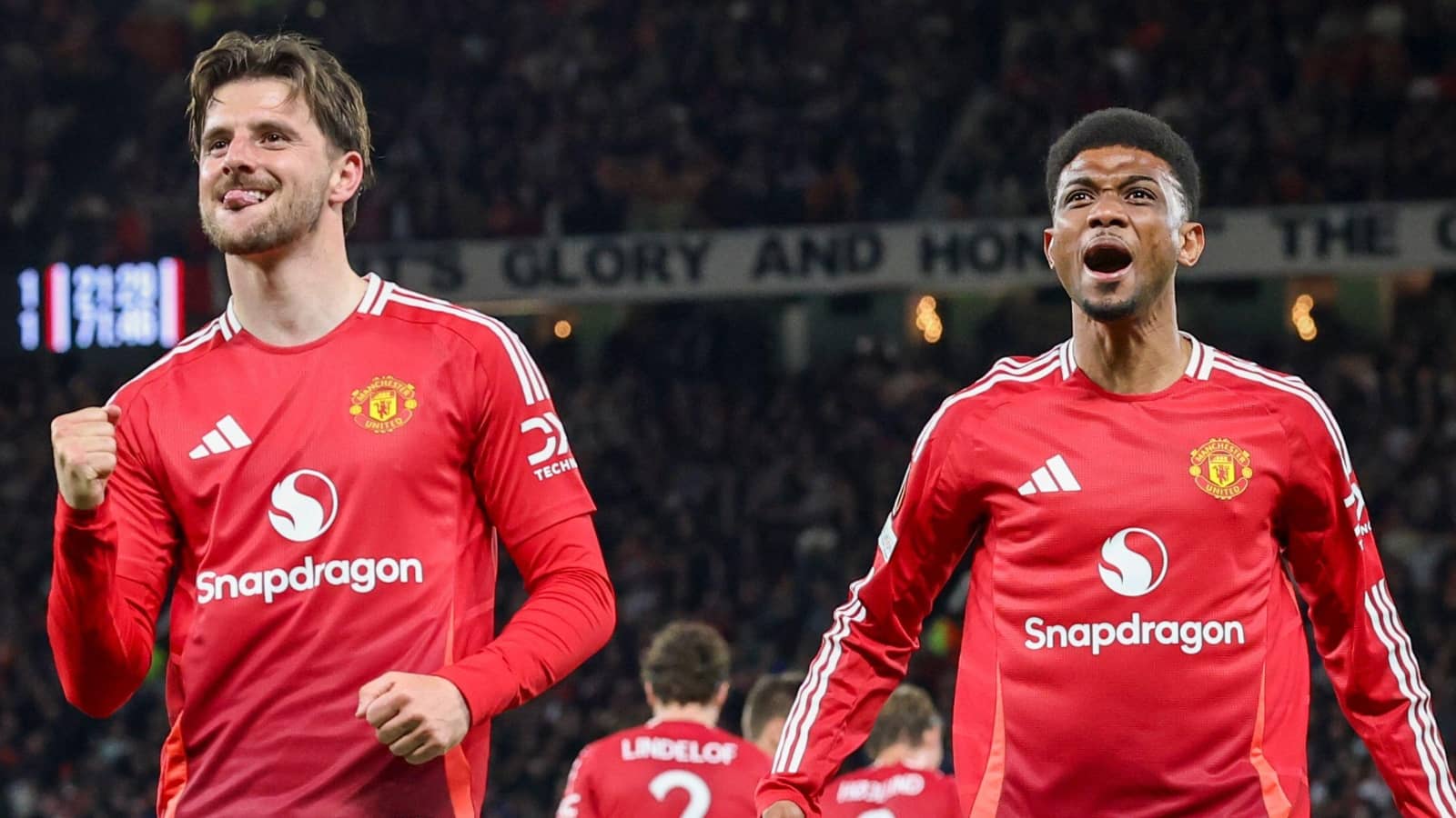Mason Mount next to Man Utd team-mate Amad Diallo