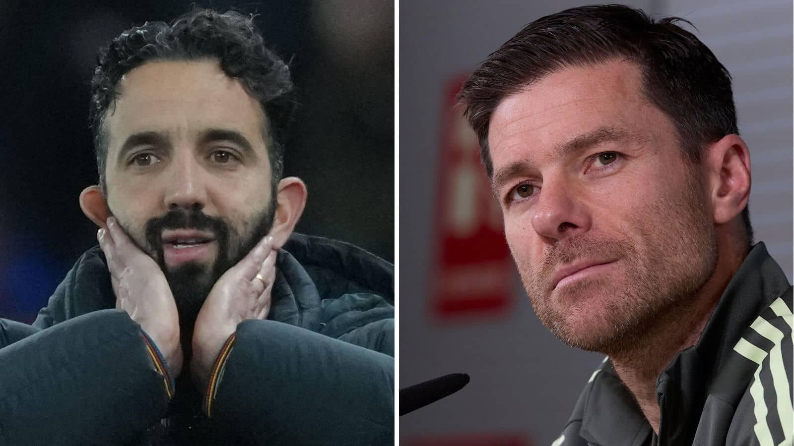 Split image of Manchester United manager Ruben Amorim and Real Madrid boss Xabi Alonso - copyright TEAMtalk