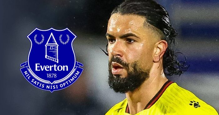 Watford star Imran Louza with an Everton badge