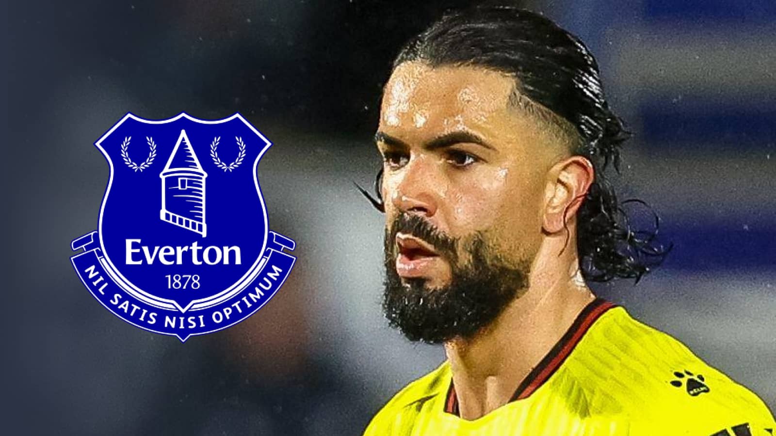 Watford star Imran Louza with an Everton badge
