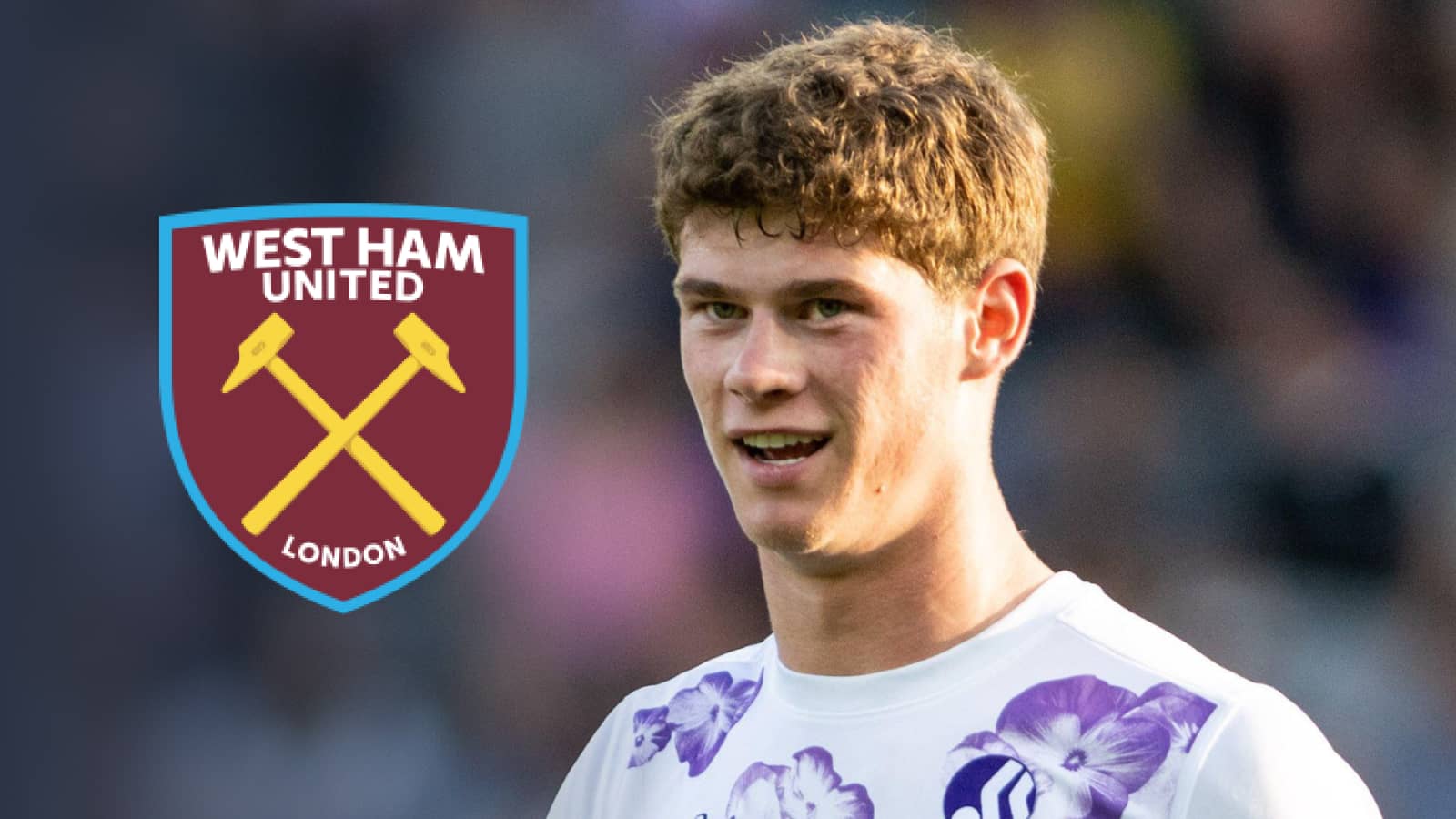 Toulouse star Charlie Cresswell with a West Ham badge