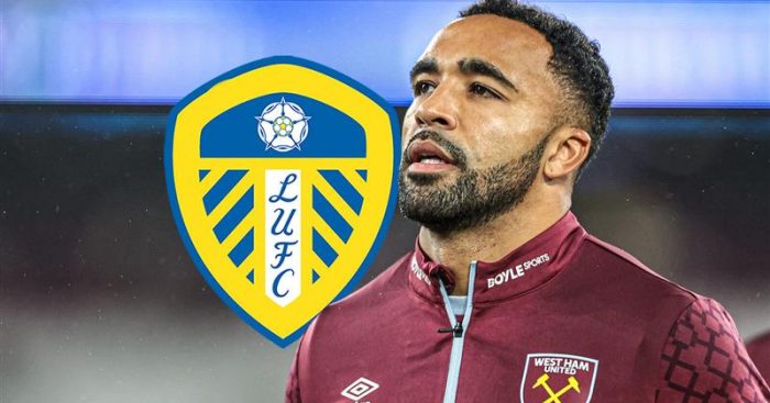 West Ham striker Callum Wilson, Leeds badge