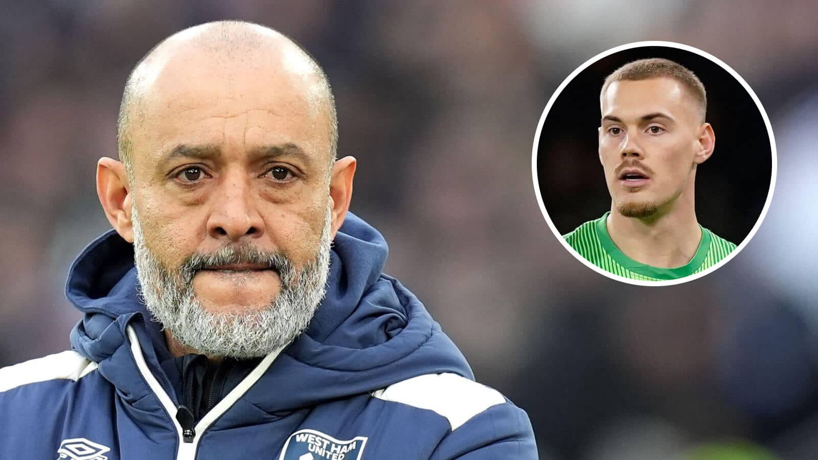 West Ham United manager Nuno and Chelsea goalkeeper Filip Jorgensen - copyright TEAMtalk