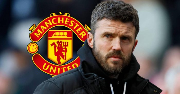 Michael Carrick pictured next to the Man Utd badge