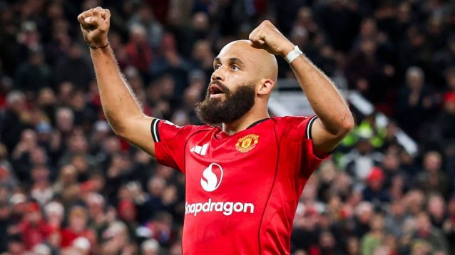 Bryan Mbeumo celebrates Man Utd goal