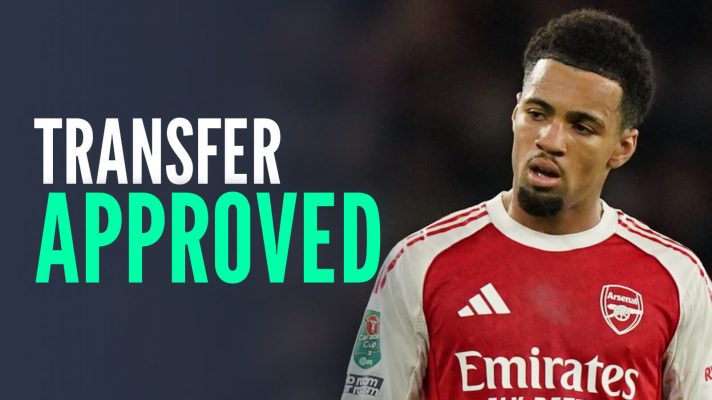 Arsenal attacker Ethan Nwaneri with TRANSFER APPROVED text