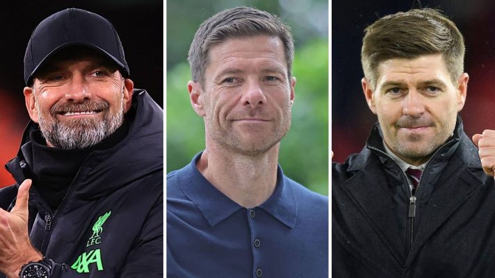 Jurgen Klopp, Xabi Alonso and Steven Gerrard in a collage