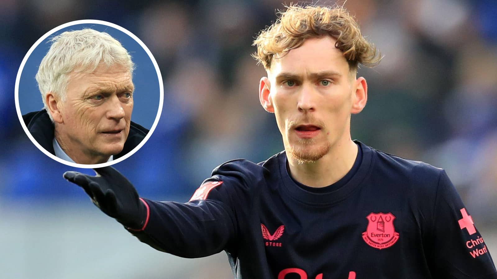 Everton star James Garner and manager David Moyes