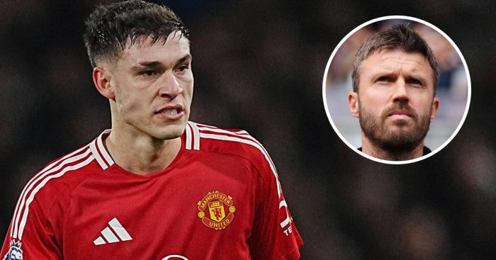 Manchester United star Manuel Ugarte and manager Michael Carrick