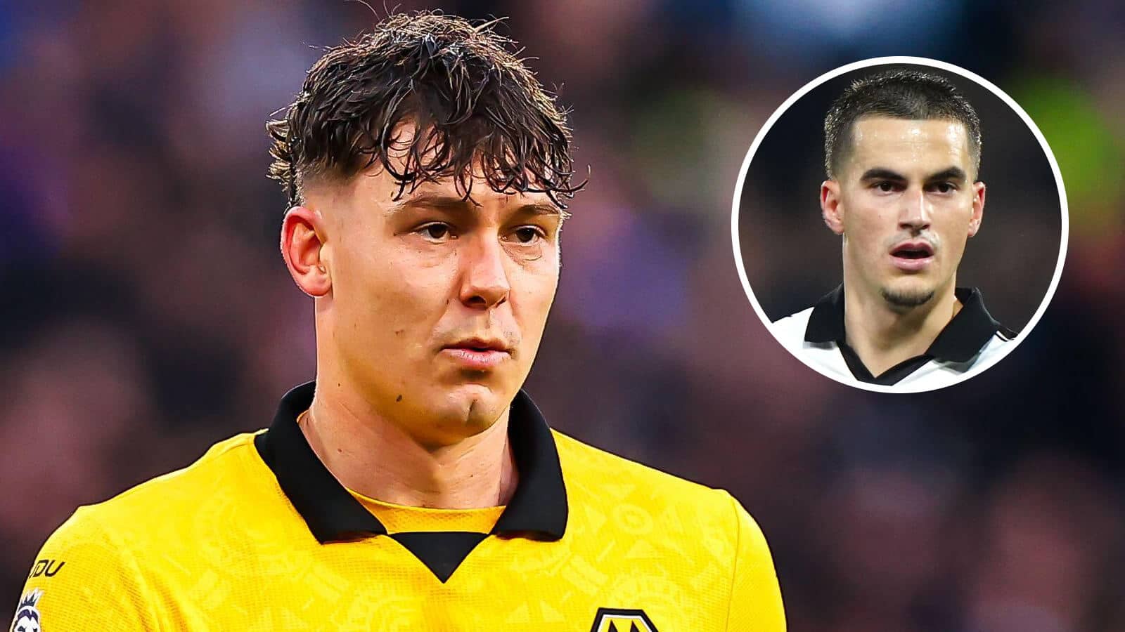 Wolves striker Jorgen Strand Larsen and, inset, Bristol City attacker Anis Mehmeti