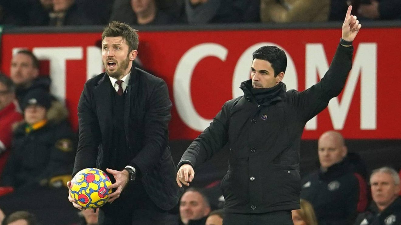 Man Utd manager Michael Carrick and Arsenal manager Mikel Arteta