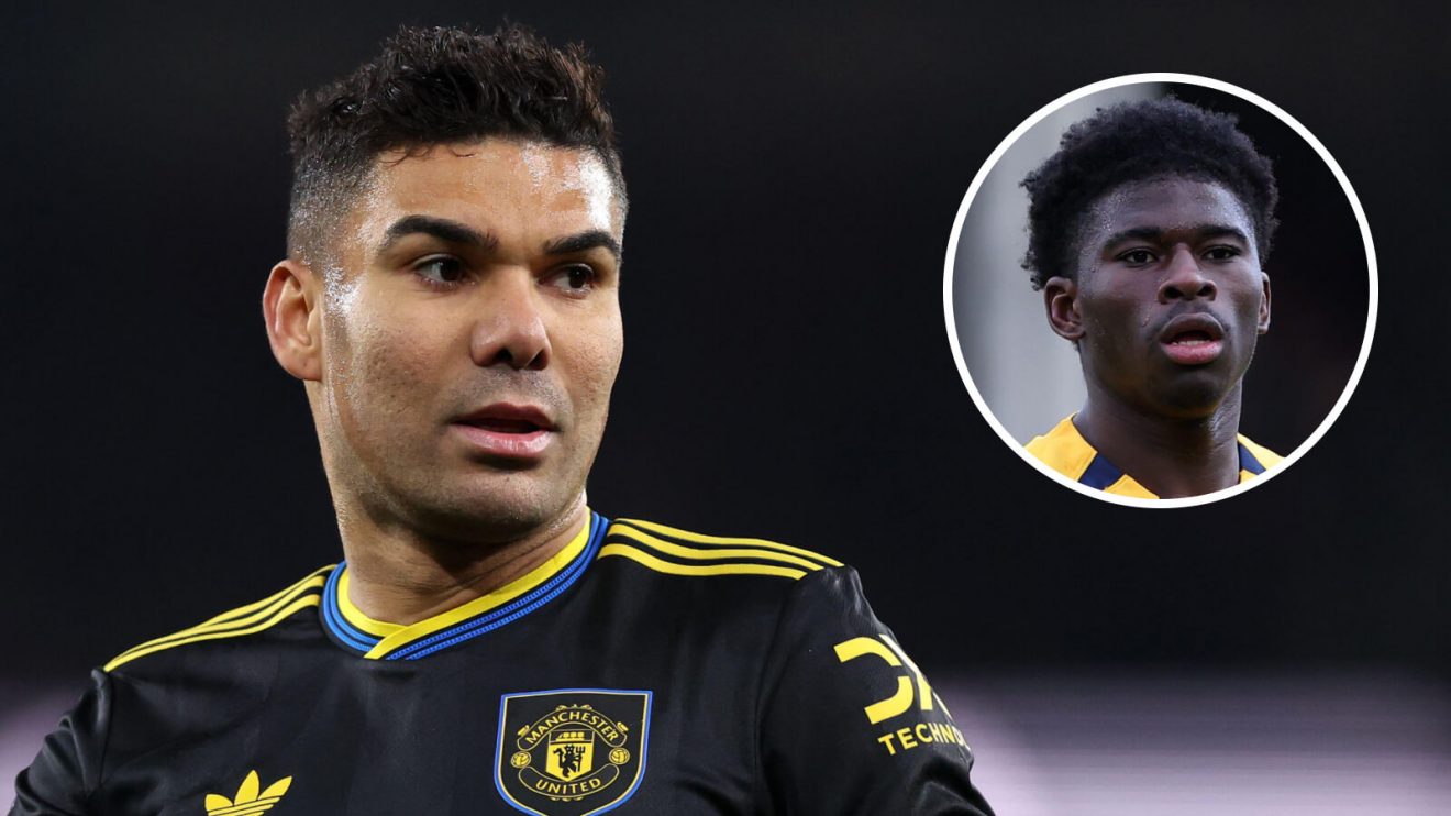 Departing Manchester United midfielder Casemiro and, inset, Brighton's Carlos Baleba