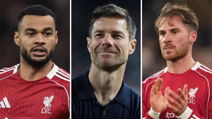 Cody Gakpo in Liverpool kit, Xabi Alonso managing Real Madrid and Alexis Mac Allister in Liverpool kit