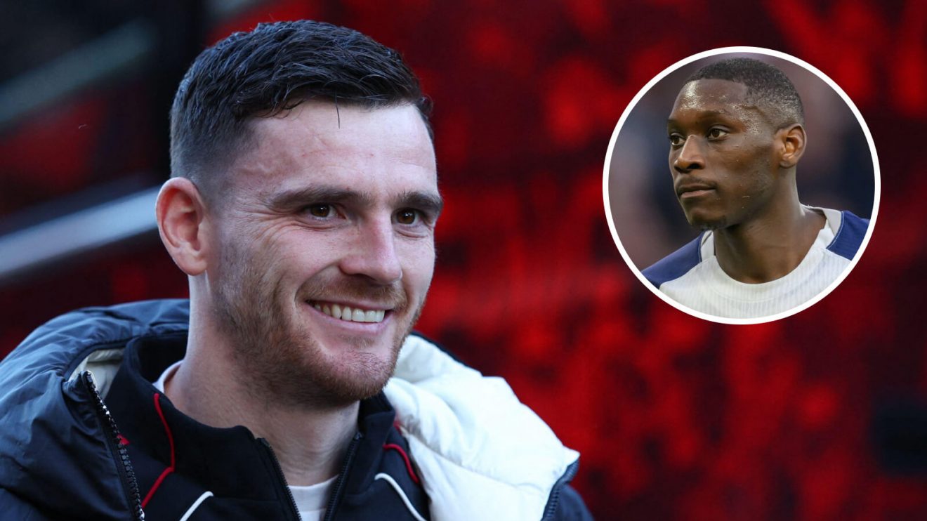 Liverpool left-back Andy Robertson and loan striker Randal Kolo Muani