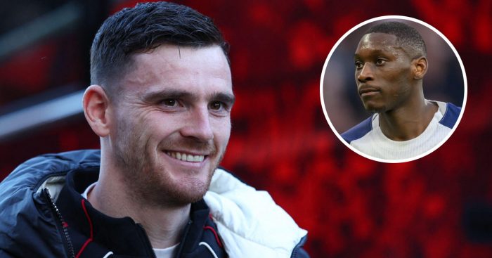 Liverpool left-back Andy Robertson and loan striker Randal Kolo Muani