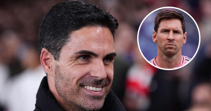 Arsenal manager Mikel Arteta and Inter Miami forward, Lionel Messi