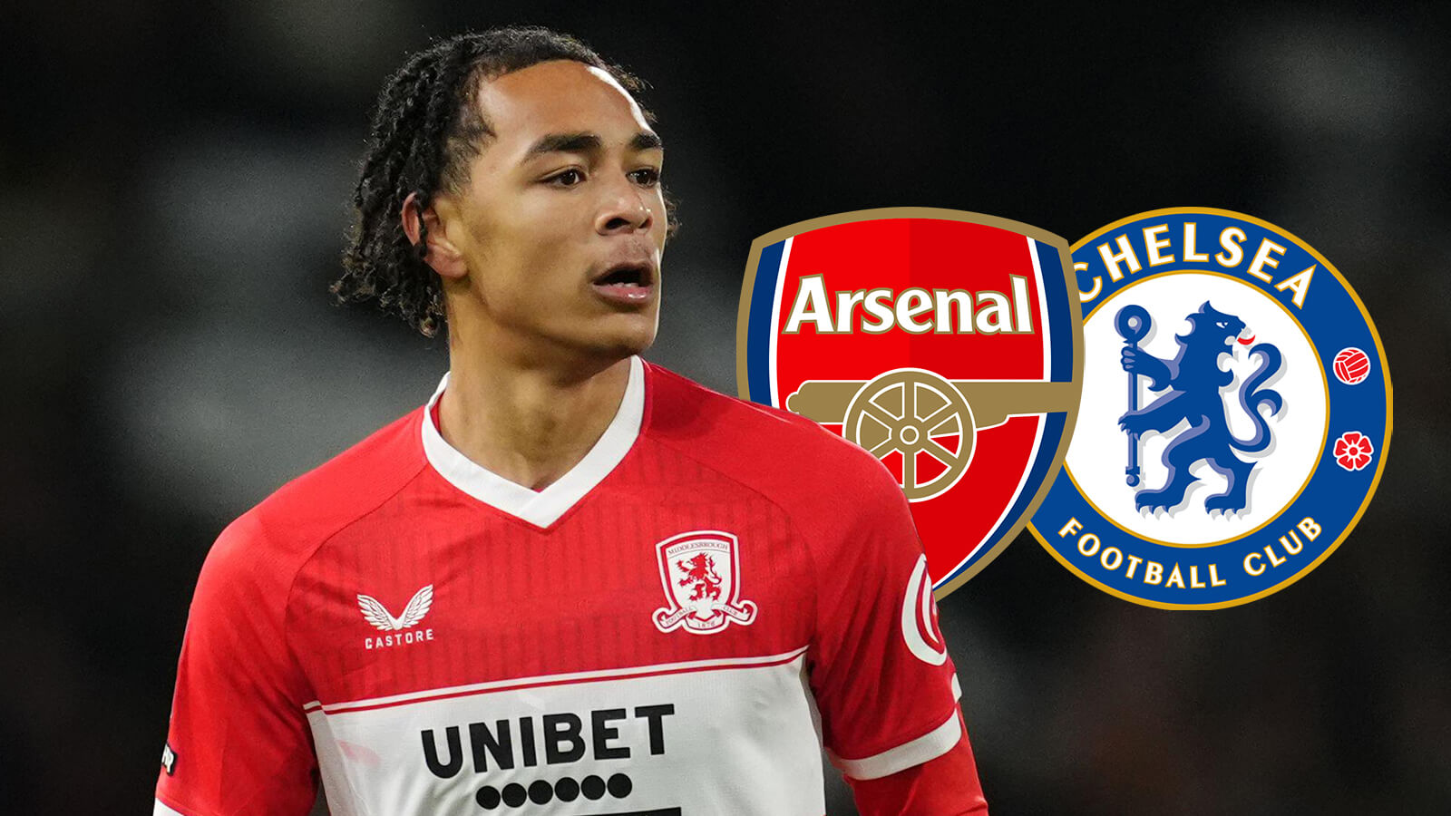 Cruz Ibeh with Arsenal and Chelsea badges