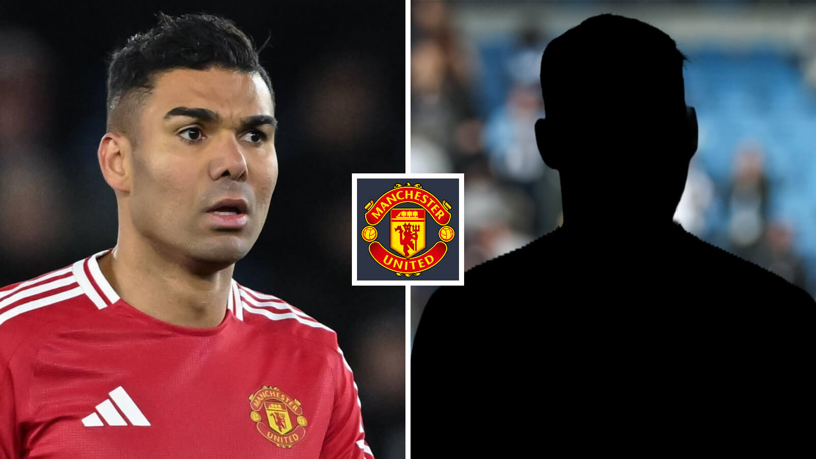 Man Utd midfielder Casemiro and mystery player with United badge inbetween