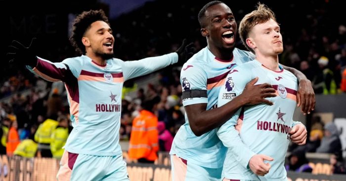 Kevin Schade, Michael Kayode and Keane Lewis-Potter, Brentford