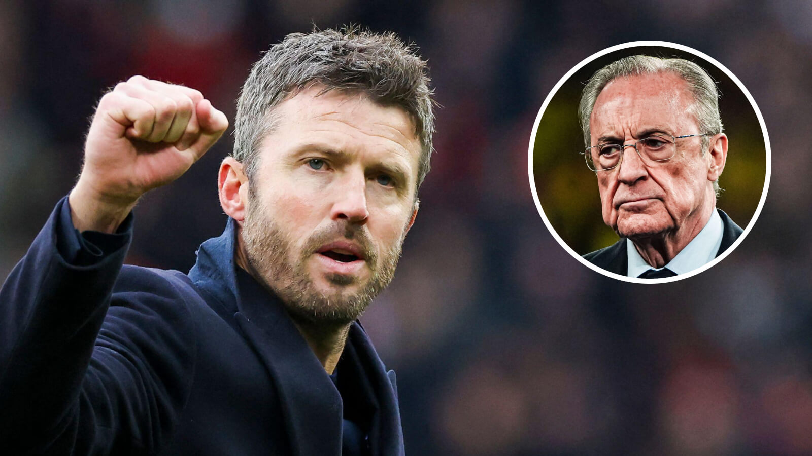 Manchester United interim manager Michael Carrick and Real Madrid president Florentino Perez - copyright TEAMtalk