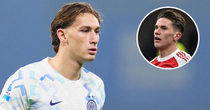 Francesco Pio Esposito at Inter Milan, inset, Viktor Gyokeres at Arsenal