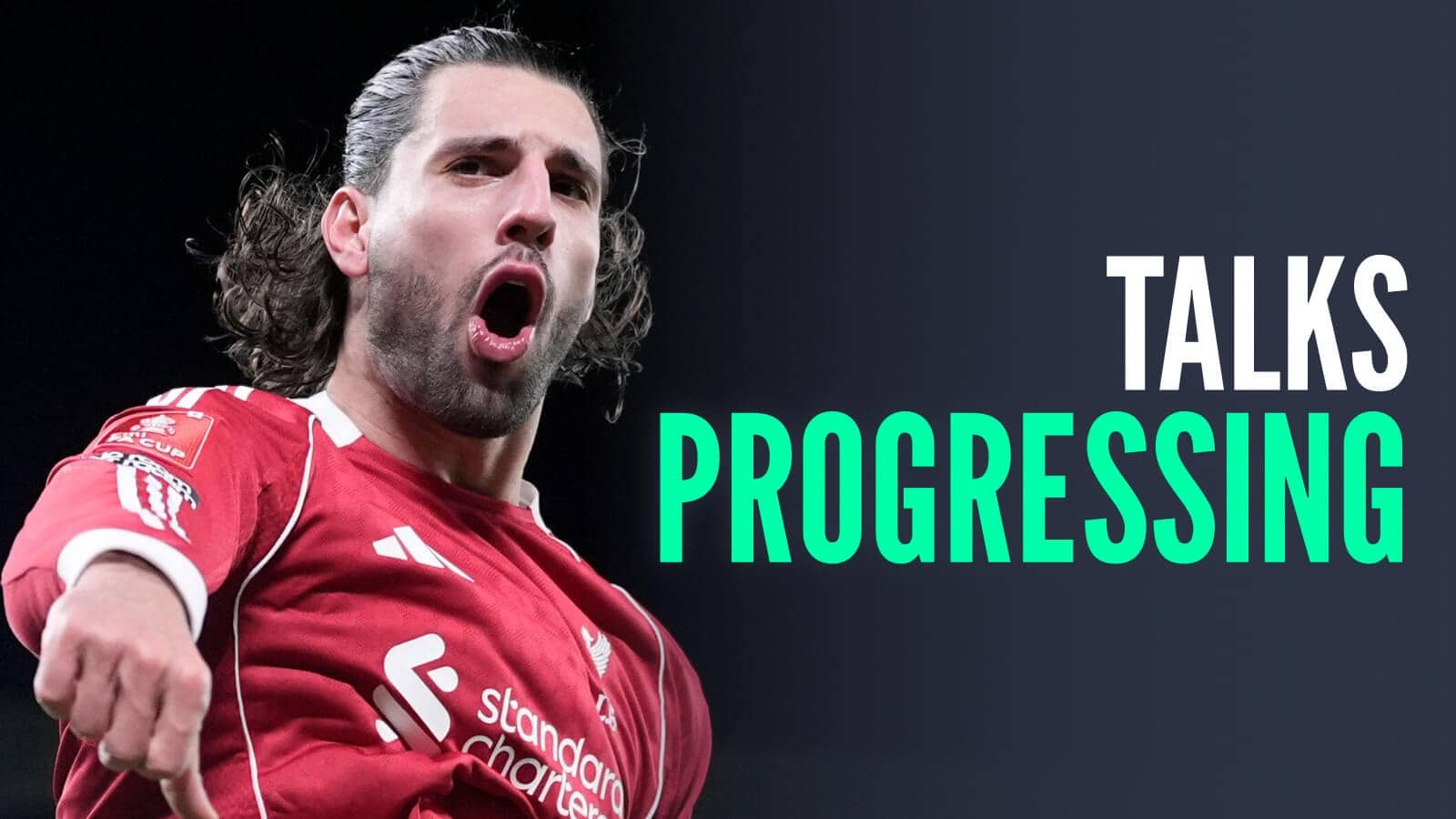 Liverpool star Dominik Szoboszlai, with caption: Talks progressing