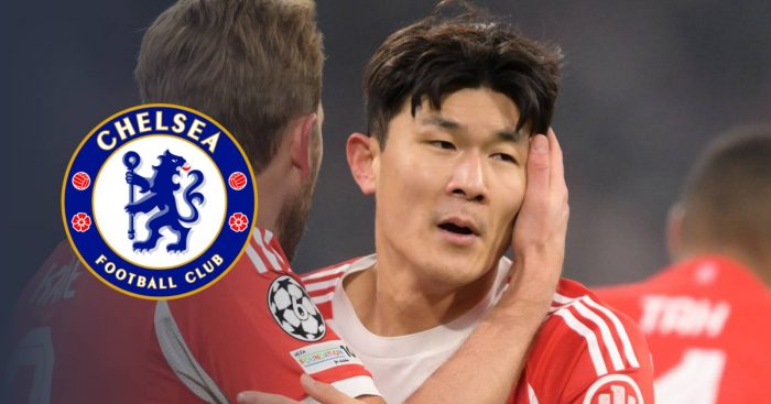 Bayern Munich star Kim Min-jae with a Chelsea badge