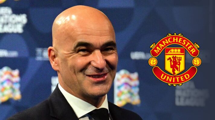 Portugal boss Roberto Martinez with a Manchester United badge